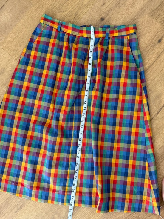 Vintage Multicolor Plaid Midi Skirt - Red, Blue, Yellow, Green - Picture 6 of 9